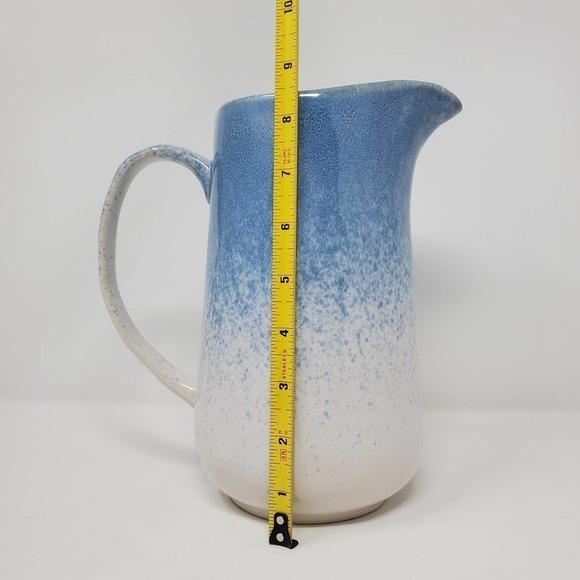 Natural Elements Blue Speckled Porcelain Glazed Pitcher Farmhouse Vase - Picture 6 of 8